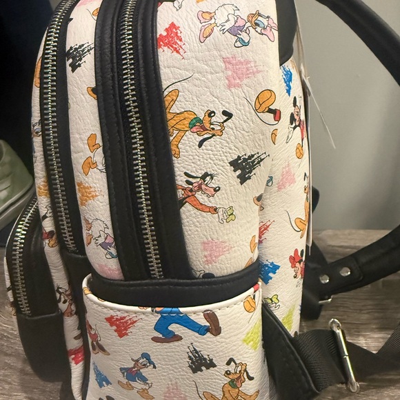 Loungefly Disney Parks White Backpack with Colorful Characters - Picture 7 of 7